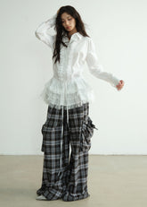 하이인텔렉트 화이트 레이스 블라우스 드레스